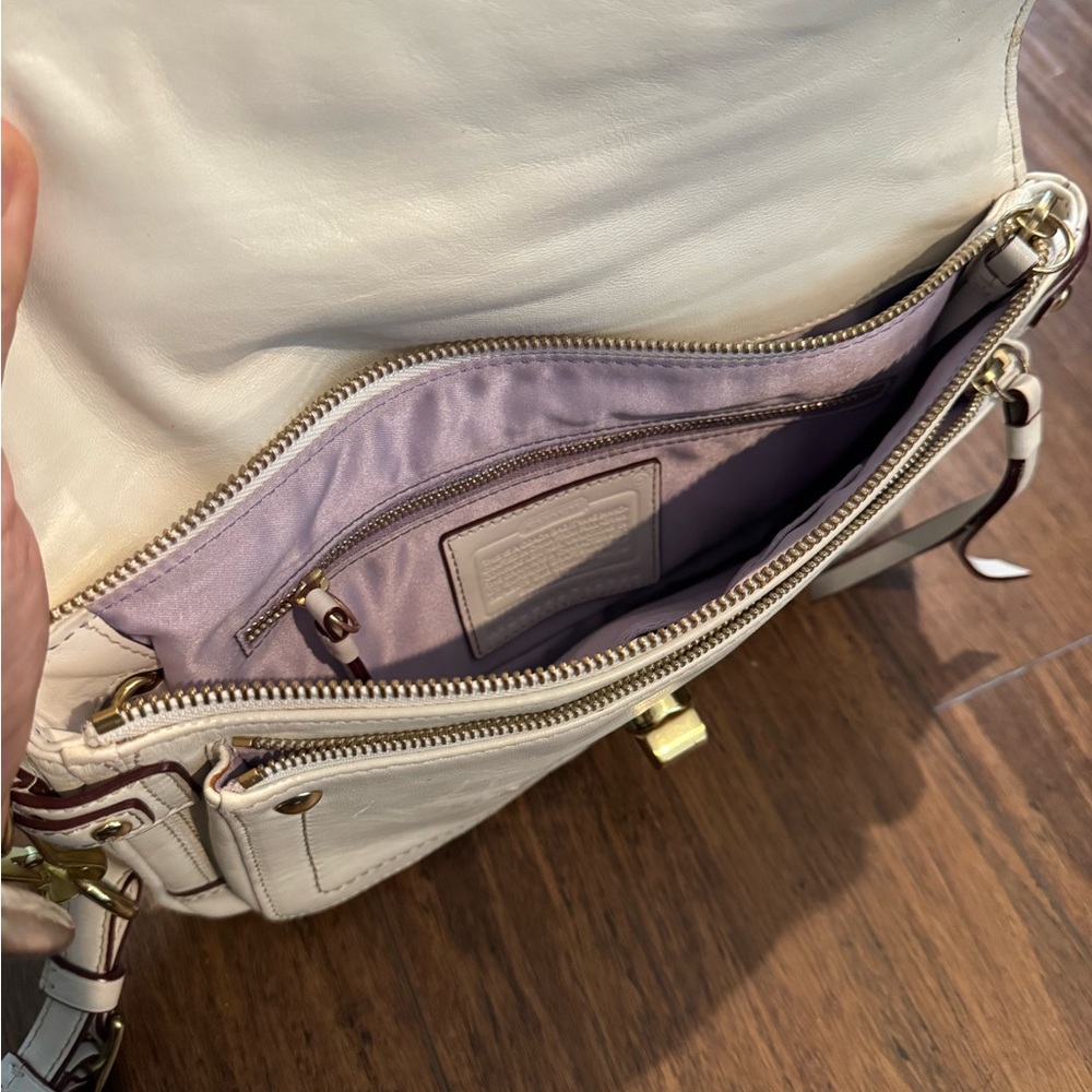 Coach Beige Leather Wristlet with Gold Hardware - Picture 5 of 6